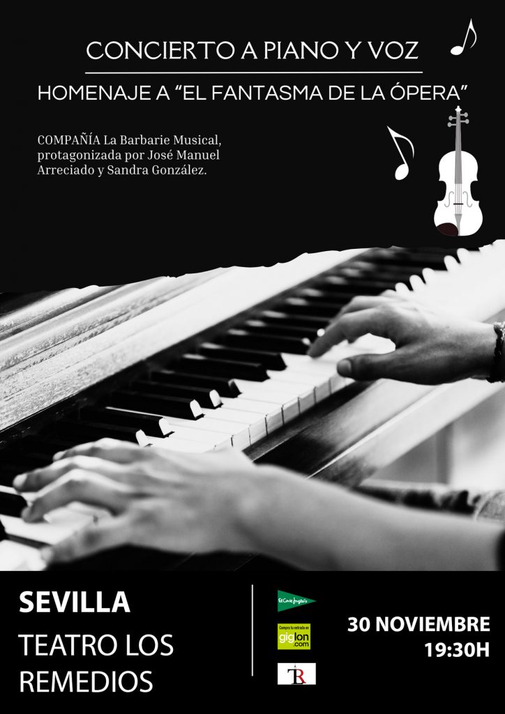 Cartel El Fantasma de la Ópera, Concierto a Piano y Voz - Sevilla